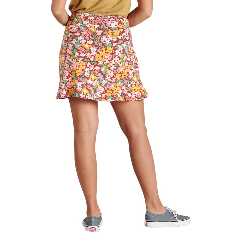 Toad & Co Skirt Chaka Ruffle Skirt in Brick Garden Print Size Large Red NWT - Picture 3 of 6